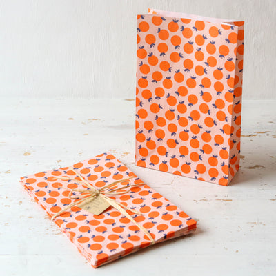 Pack of 8 Block Bottom Party Bags - Oranges