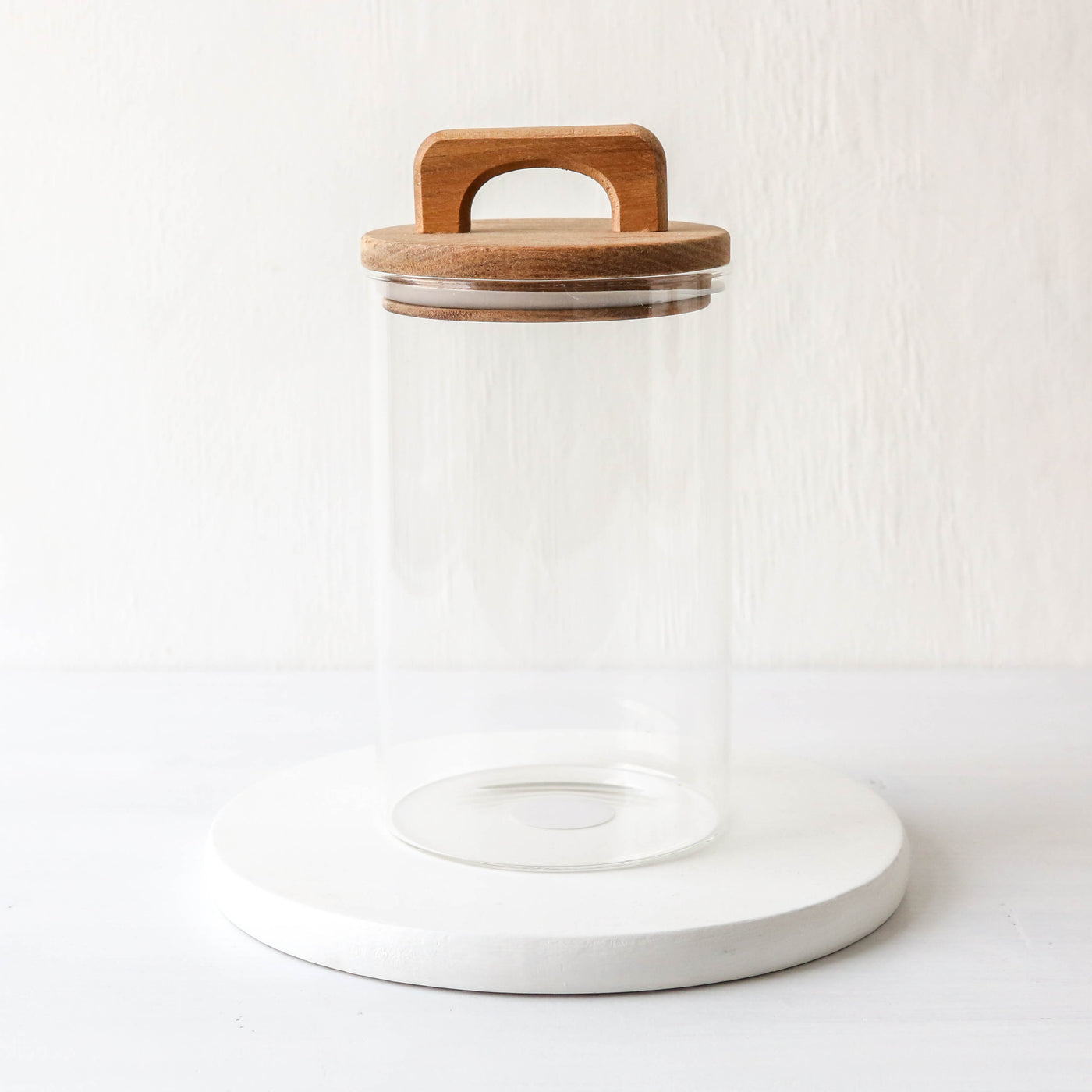 Glass Storage Jar With Acacia Wood Lid