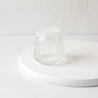 Grooved Glass Storage Jar With Lid