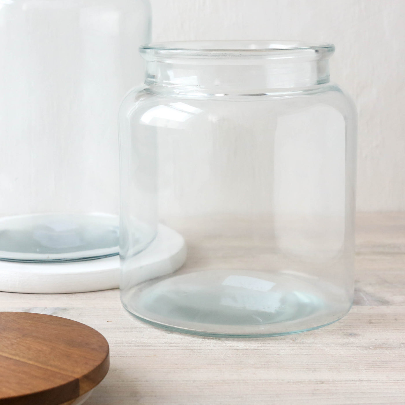 Glass Storage Jar With Wooden Lid - Medium