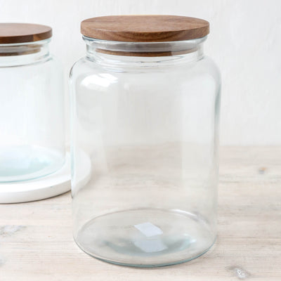 Glass Storage Jar With Wooden Lid - Large