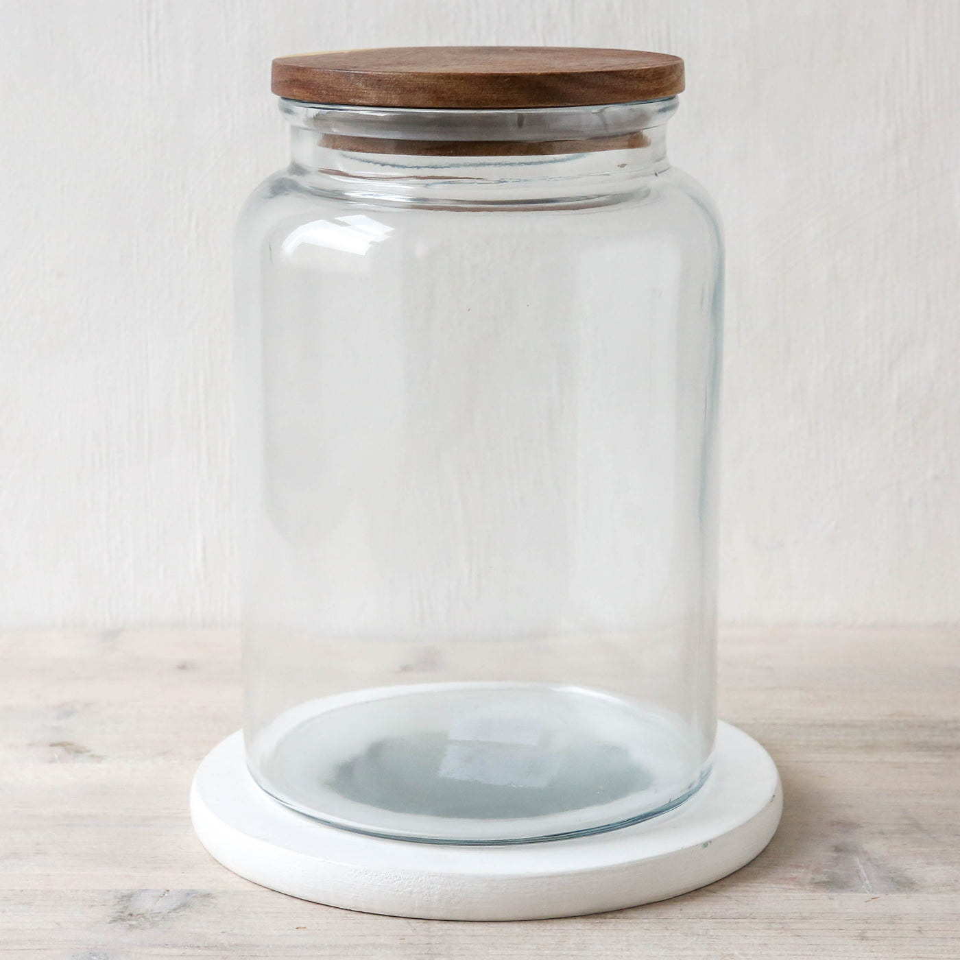 Glass Storage Jar With Wooden Lid - Large