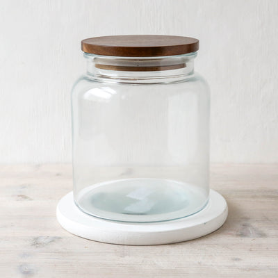 Glass Storage Jar With Wooden Lid - Medium
