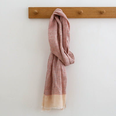 Linen Scarf - Charcoal and Pink Stripe