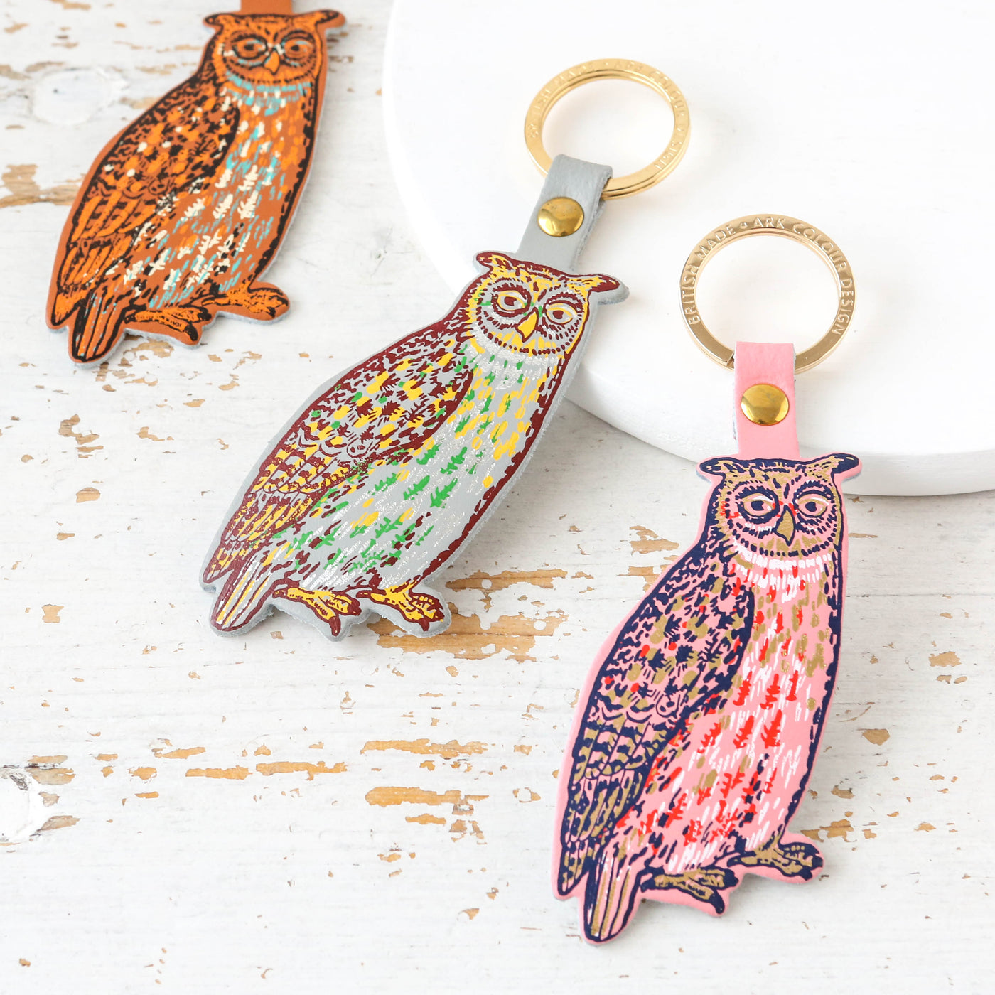 Nocturnal Owl Shaped Leather Key Fob