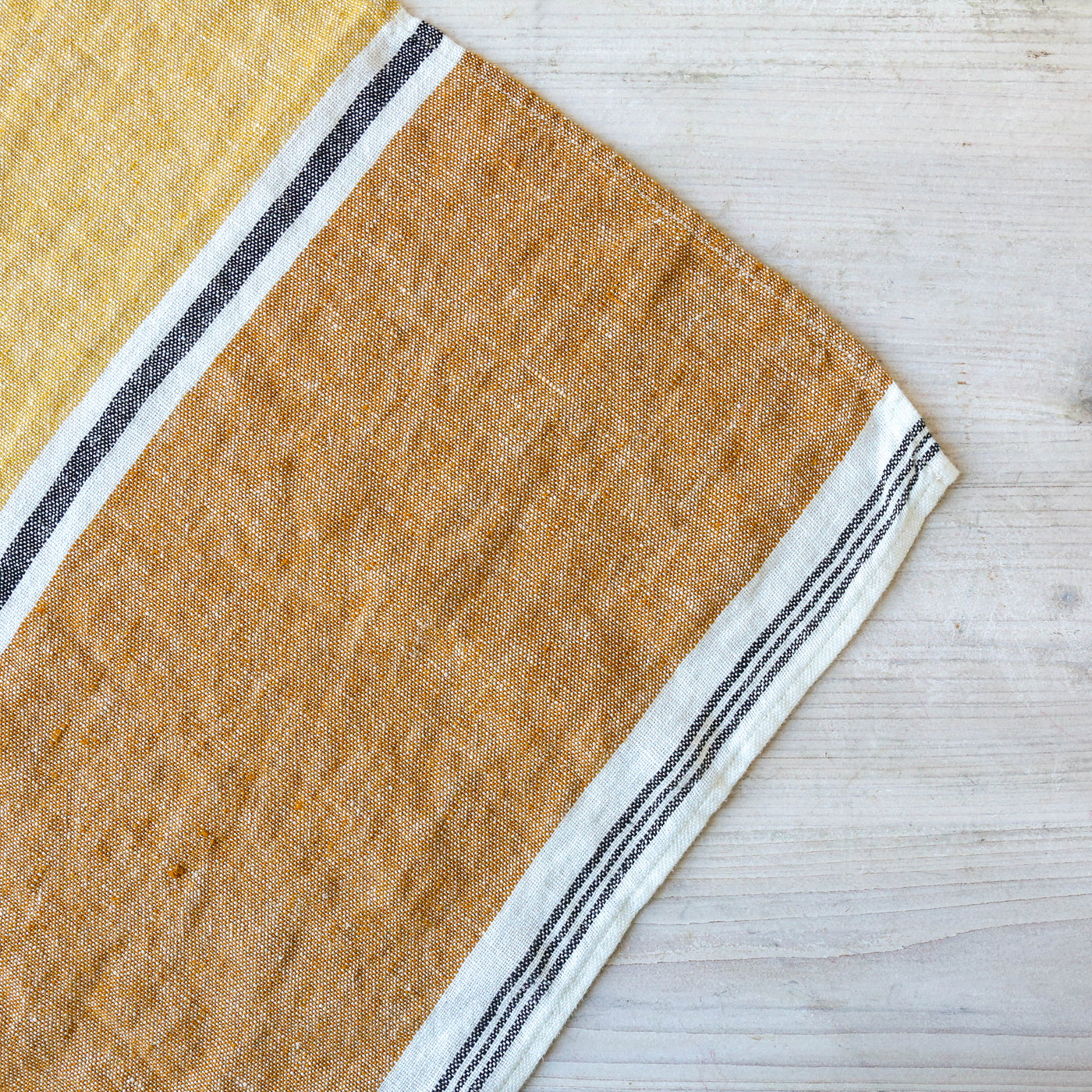 Washed Linen Block Colour Tea Towel - Saffron