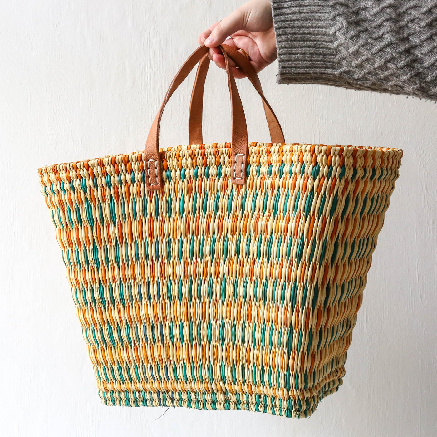 Reed Shopper Basket - Colourful