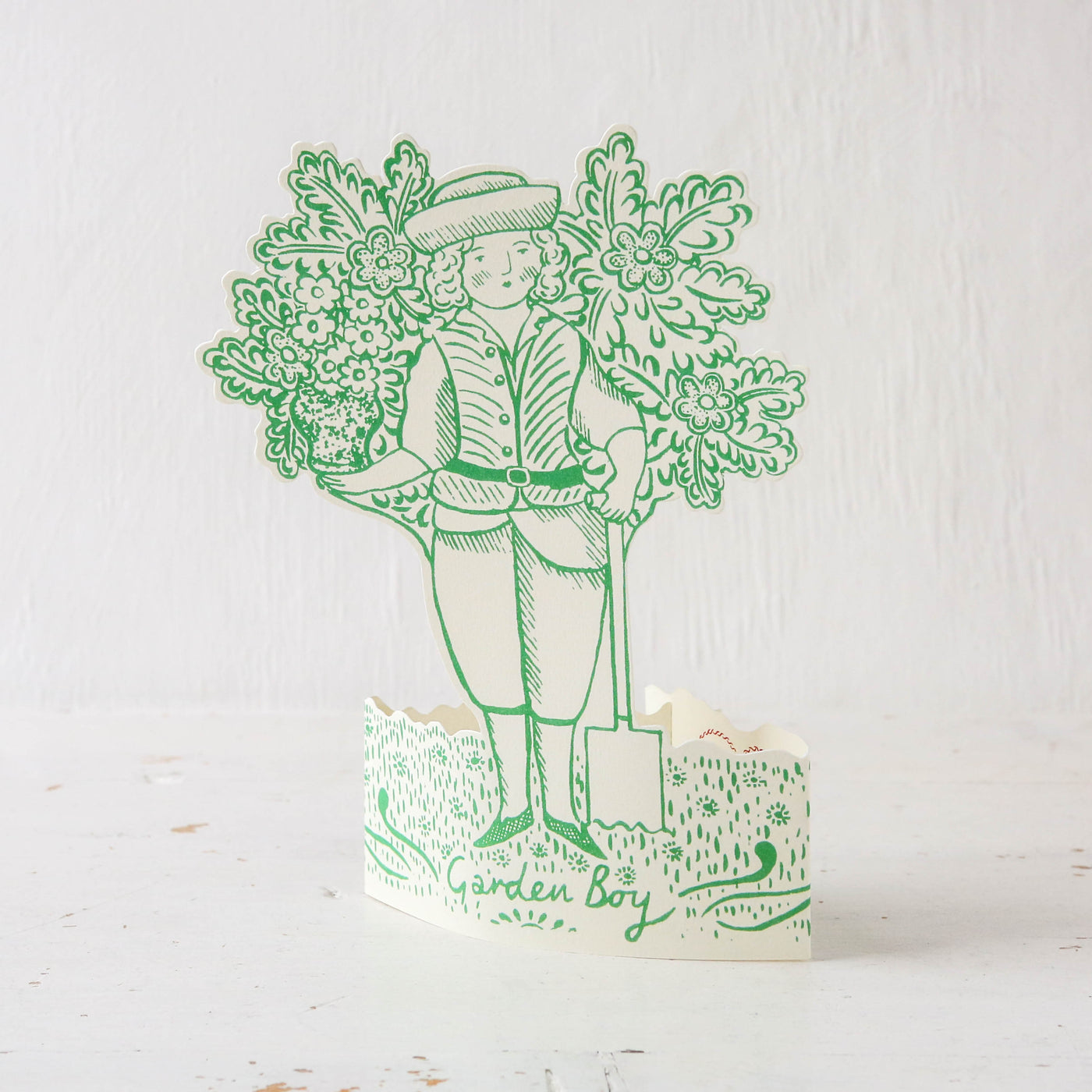 Garden Boy Stand Up Greetings Card
