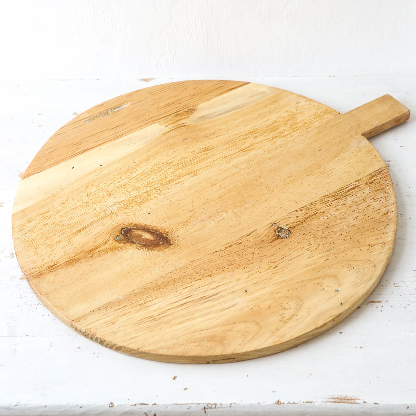 60cm Round Rustic Bleached Wooden Serving Board