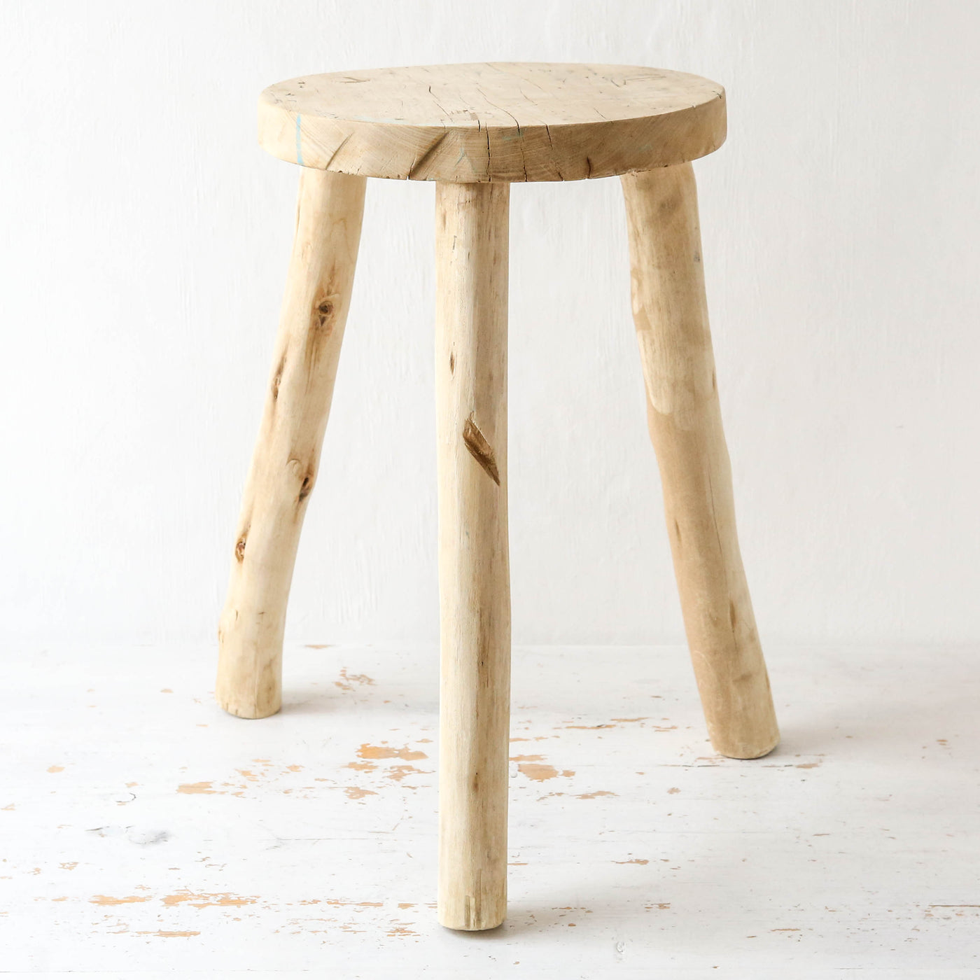 Rustic Wooden Stool - Round