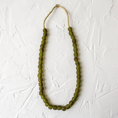 Recycled Glass Beads - 14mm Olive Green