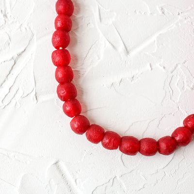 Recycled Glass Beads - 14mm Deep Red
