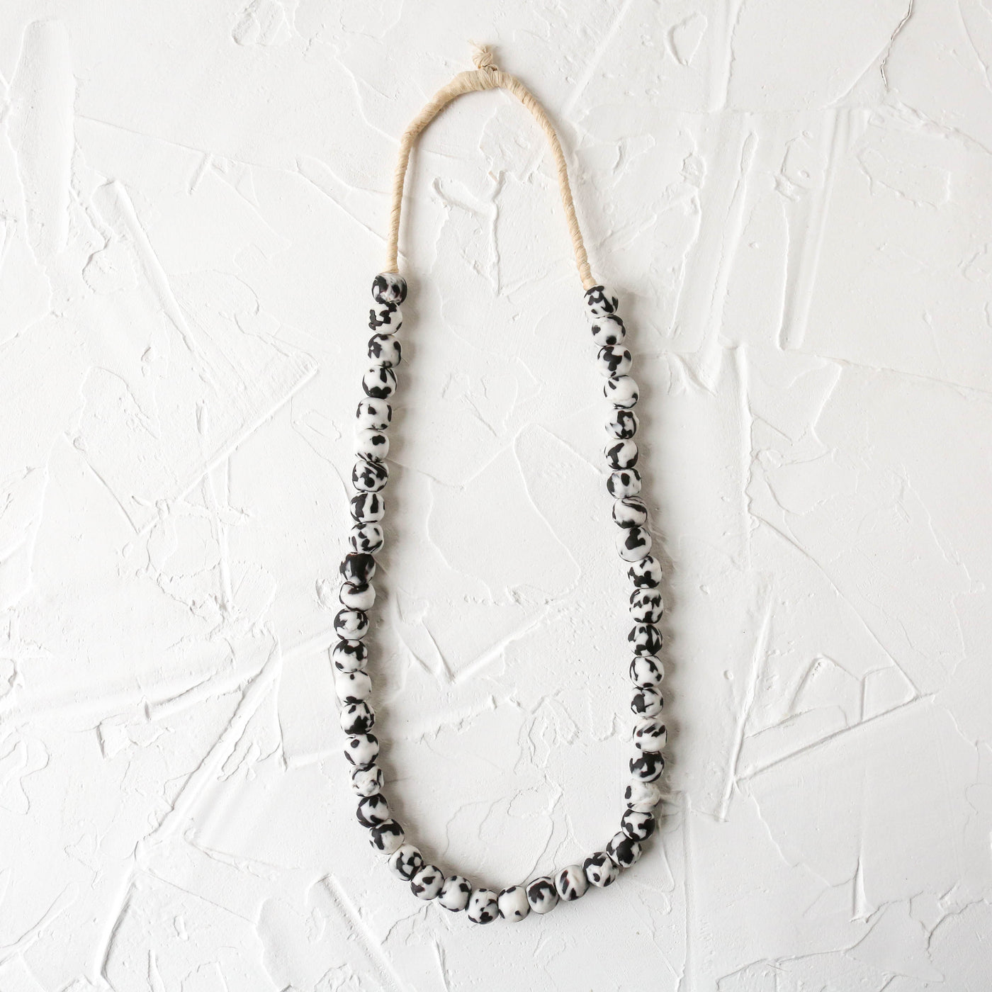 Recycled Glass Beads - 14mm Black & White Patterned