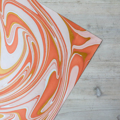 Hand Marbled Wrap - Waves Coral