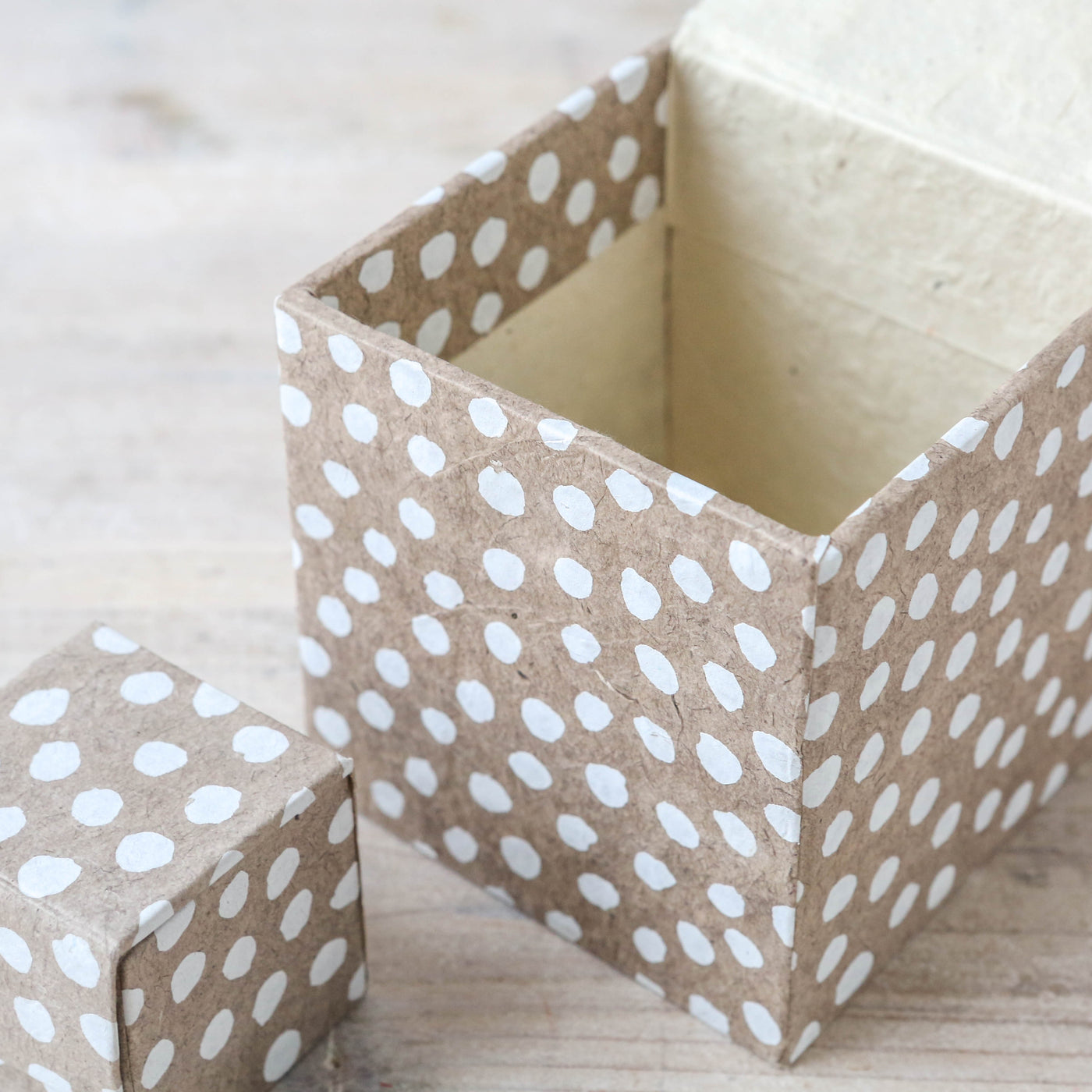 Dotted Paper Box - Beige & White