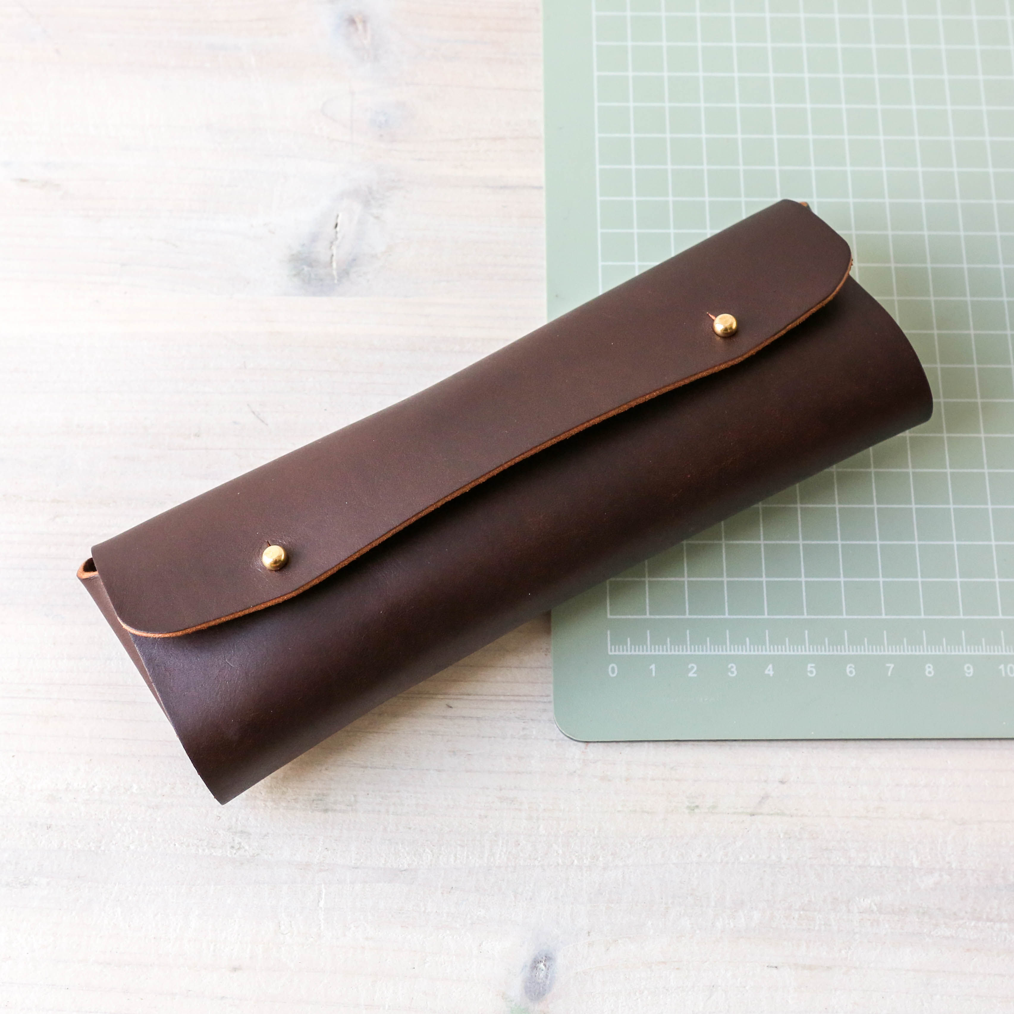 Luxury Leather Pencil Case Brown Berylune