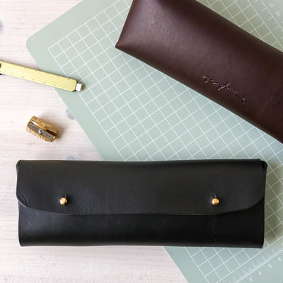 Luxury Leather Pencil Case - Black