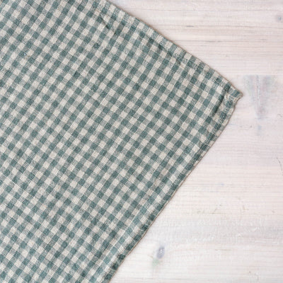 Washed Linen Natural Check Tea Towel - Pigeon