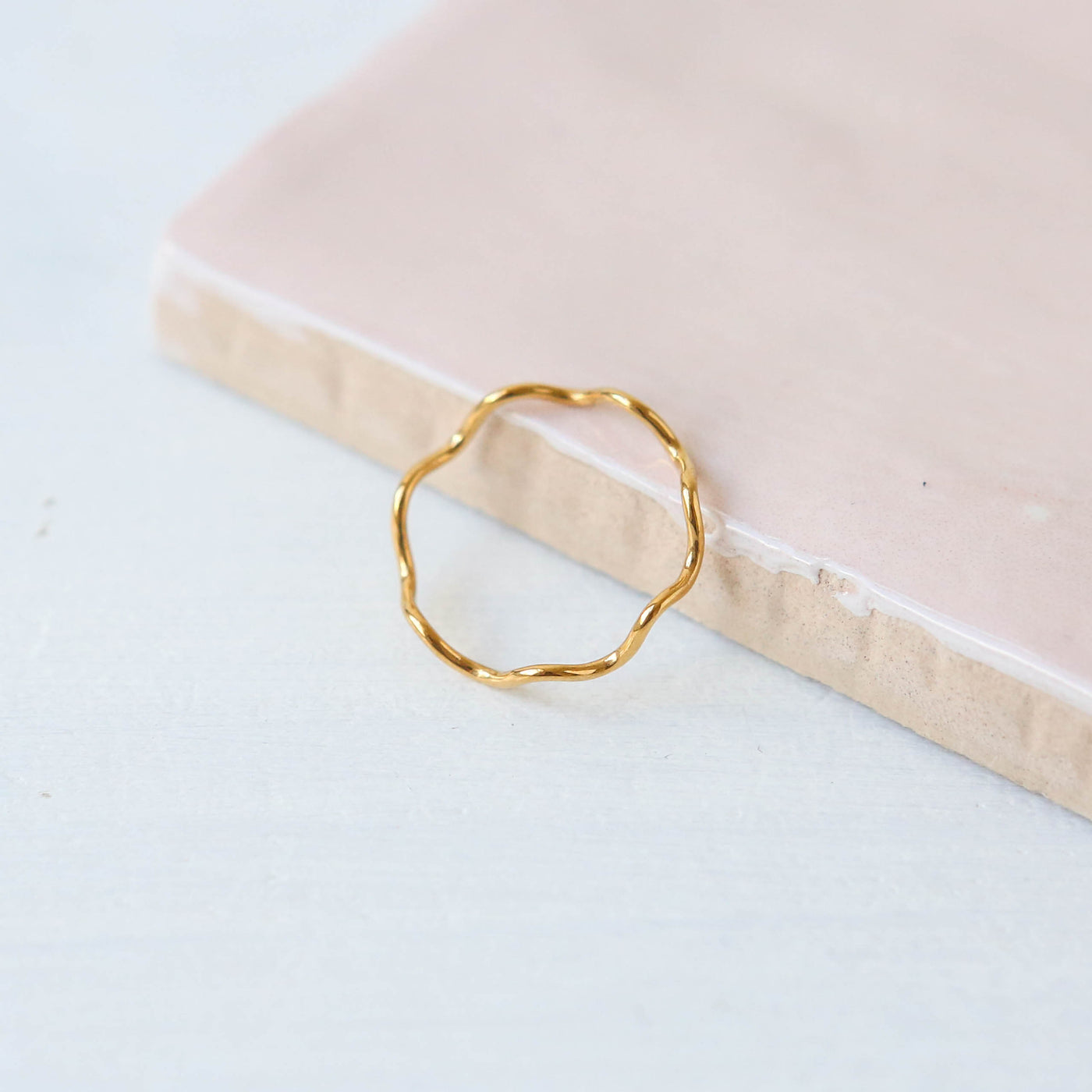 Stackable Thin Wave Ring - Gold