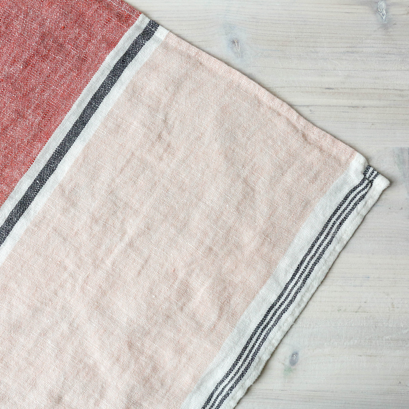 Washed Linen Block Colour Tea Towel - Clay