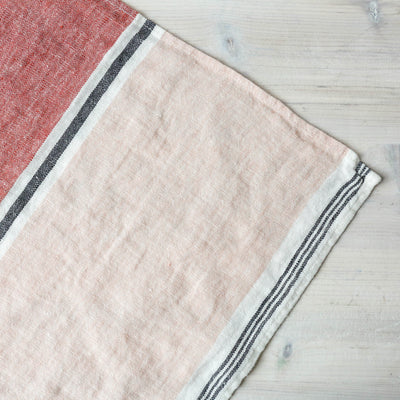 Washed Linen Block Colour Tea Towel - Clay