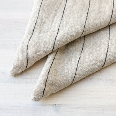 Pair of Washed Linen Rectangular Napkins or Placemats - Natural Stripe