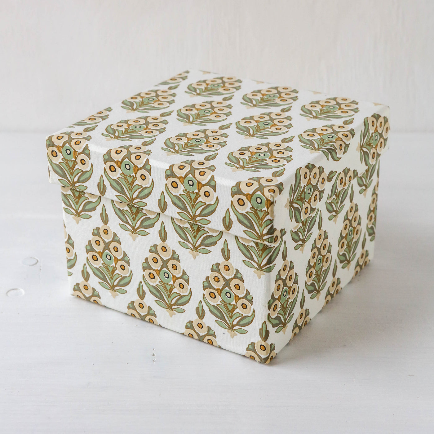 Cubic Covered Storage Box in Arrah Sage - Small