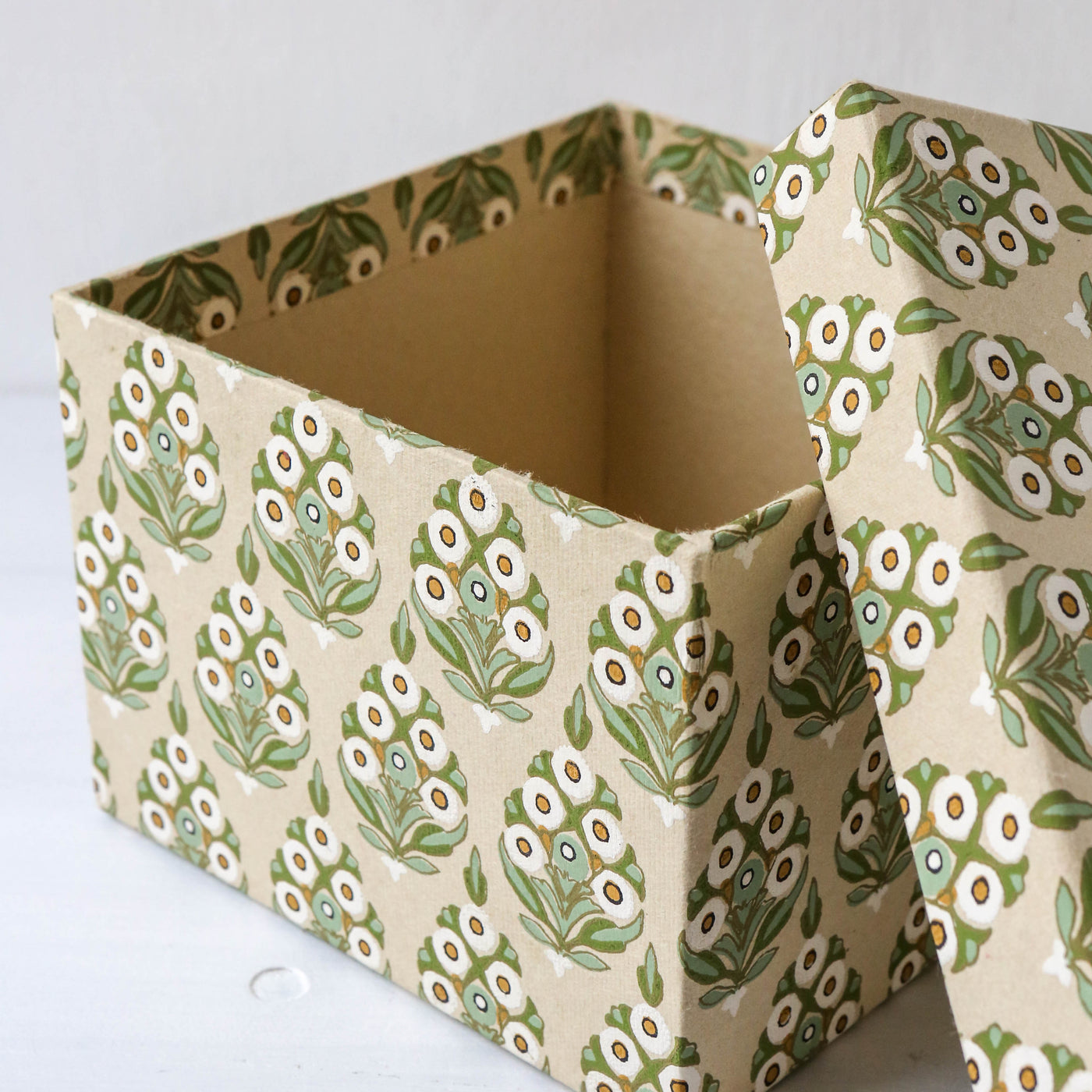 Cubic Covered Storage Box in Arrah Sage - Large