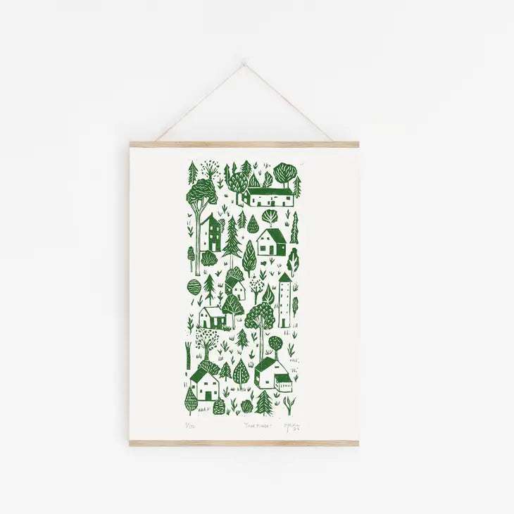 'Treehouses' Linocut Print