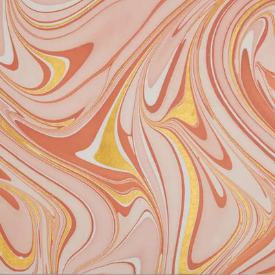 Hand Marbled Wrap - Waves Coral