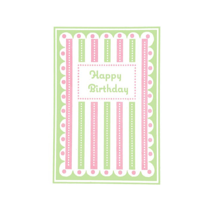 Pink and Green Stripey Birthday Card
