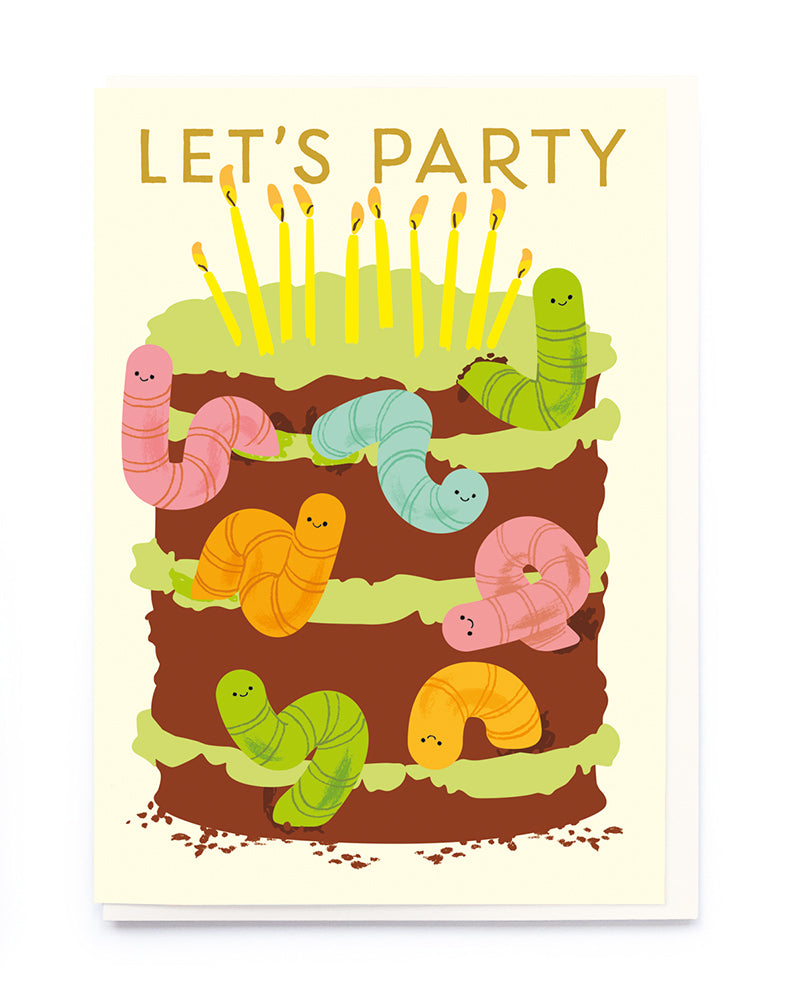 Worm Cake Birthday Card