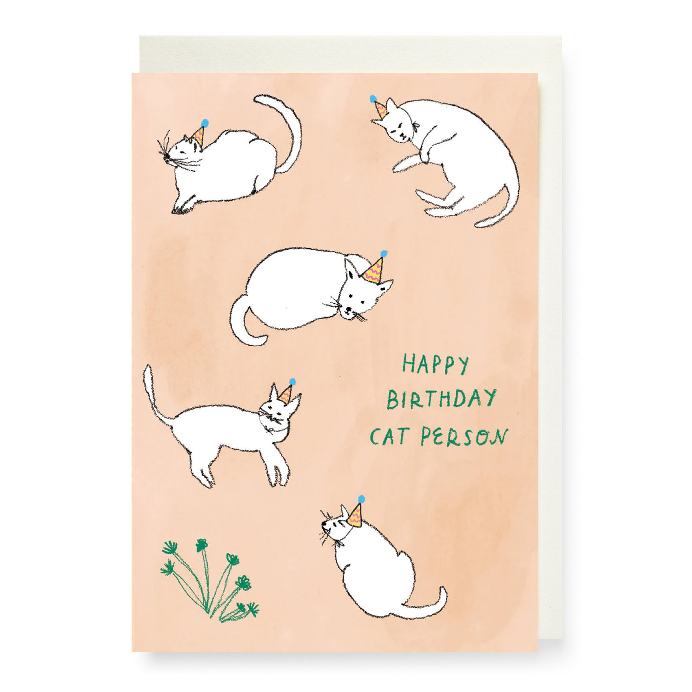 White Cats in Hats Birthday Card