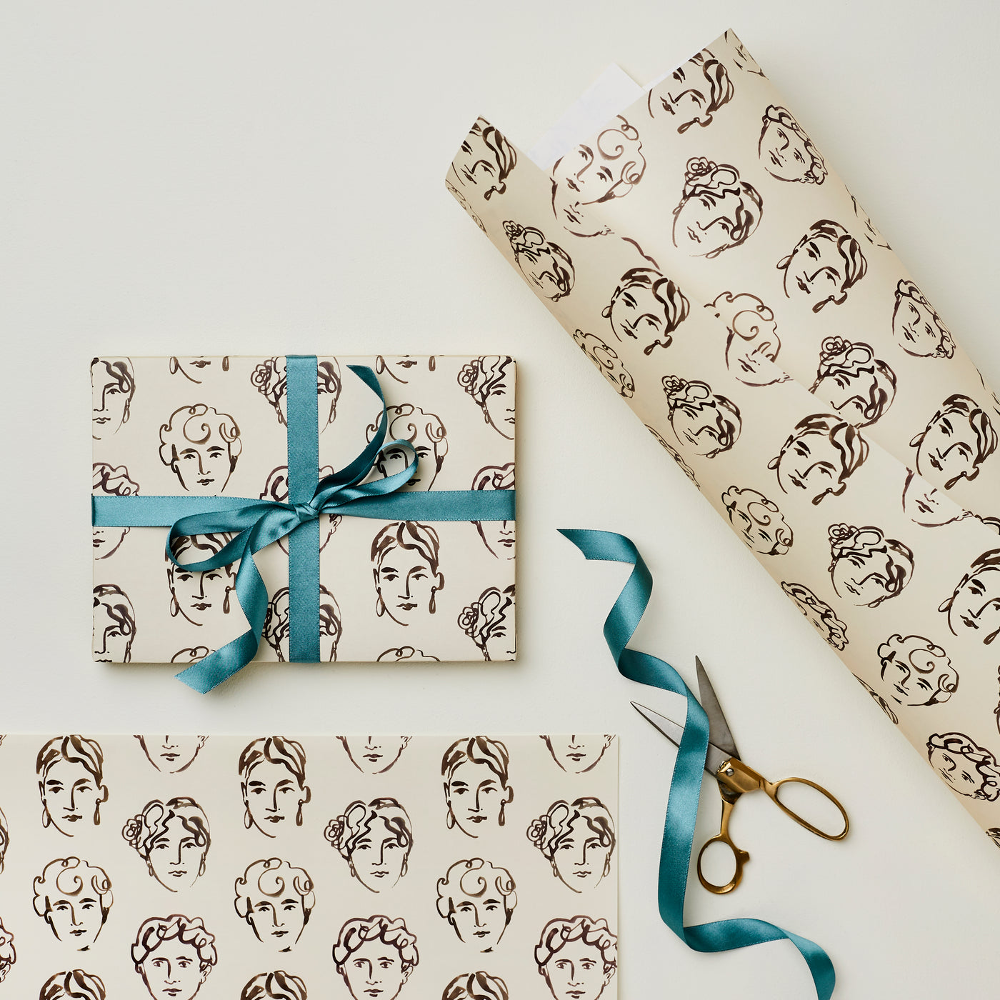 Portrait Patterned Single Sheet Wrapping Paper