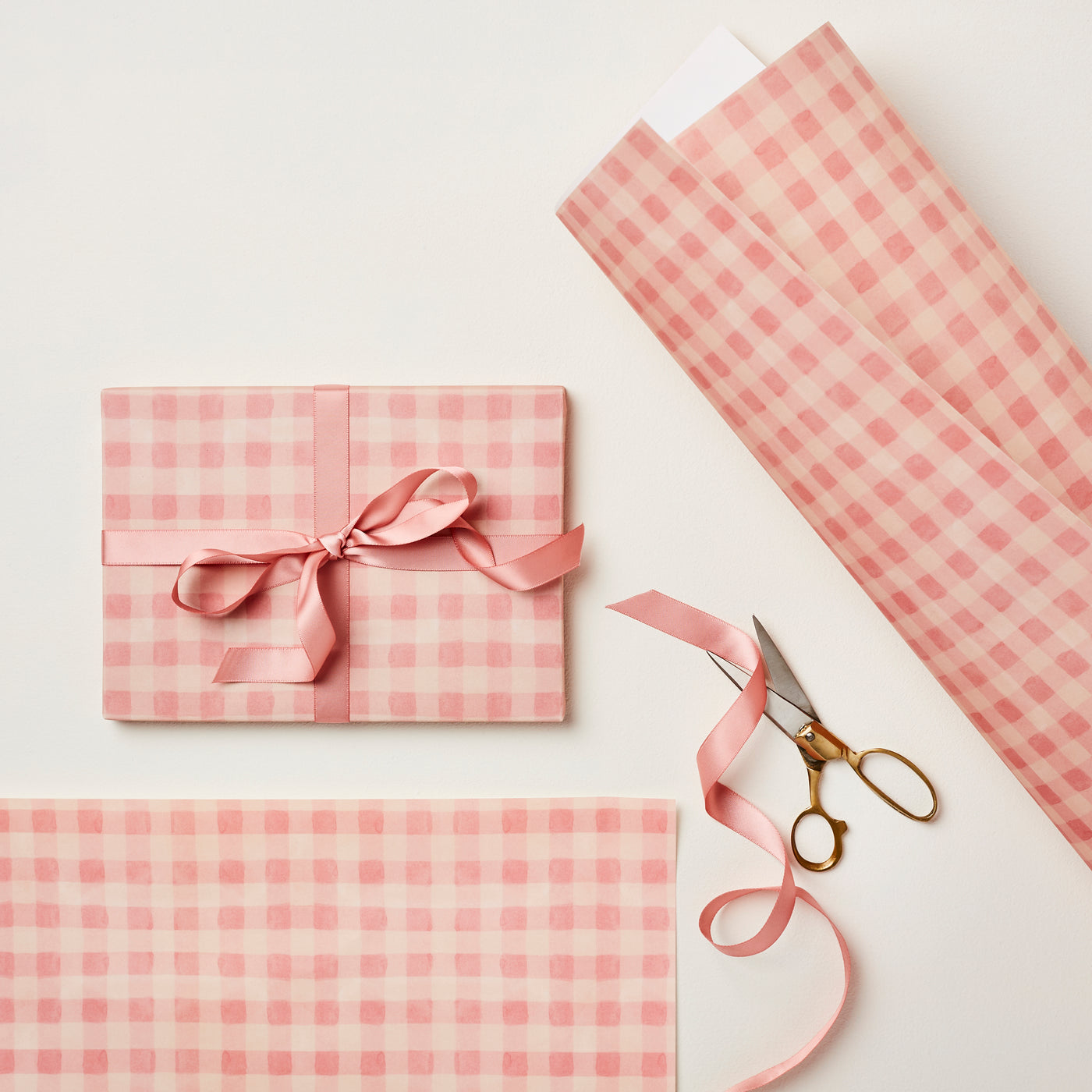Pink Gingham Single Sheet Wrapping Paper