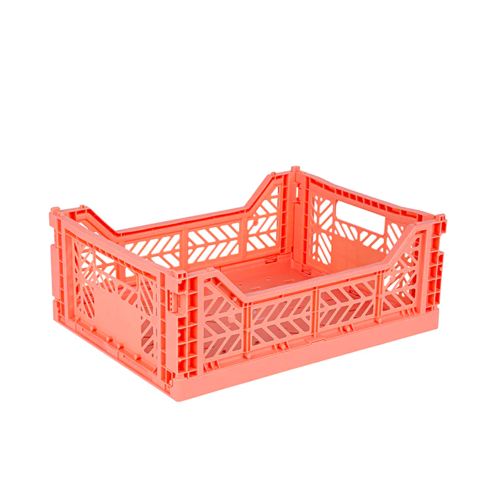 Midi Folding Storage Crate - Salmon Pink