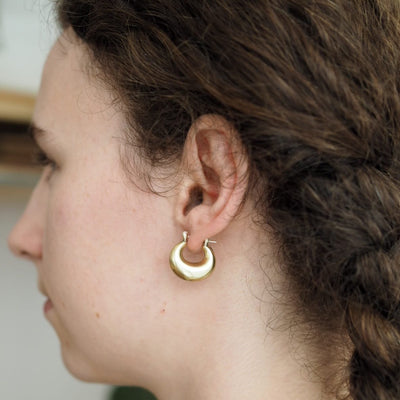 'Amy' Brass & Silver Pressed Hoop Earrings