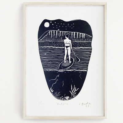 'Paddle' Linocut Print