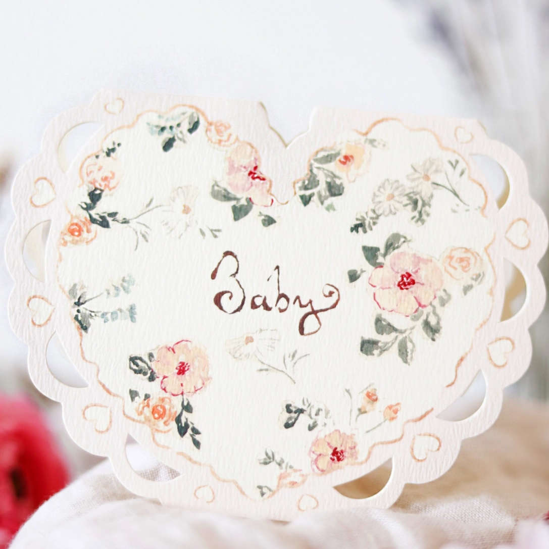 Baby Florals Heart Card