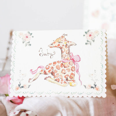 Baby Giraffe Scalloped Edge Card
