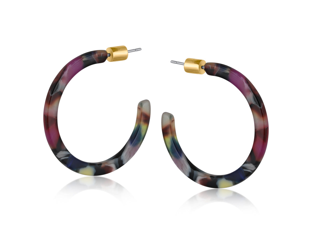 Camille Medium Sized Resin Hoop Earrings