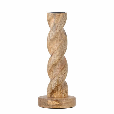 Enrica Carved Mango Wood Candle Holder - Short