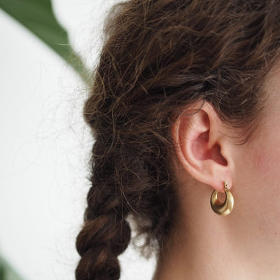'Amy' Brass & Silver Pressed Hoop Earrings