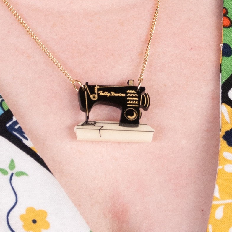 Mini Sewing Machine Necklace - Recycled