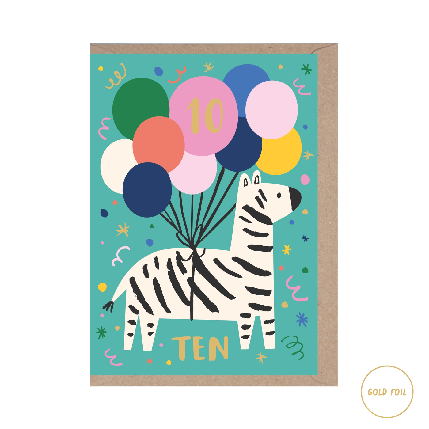 Ten Year Old Zebra Birthday Card - Age 10