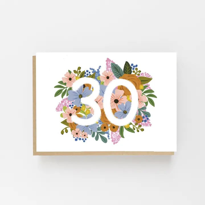 30th Floral Birthday Card