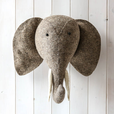 Wall Mounted Felt Elephant Head - Medium