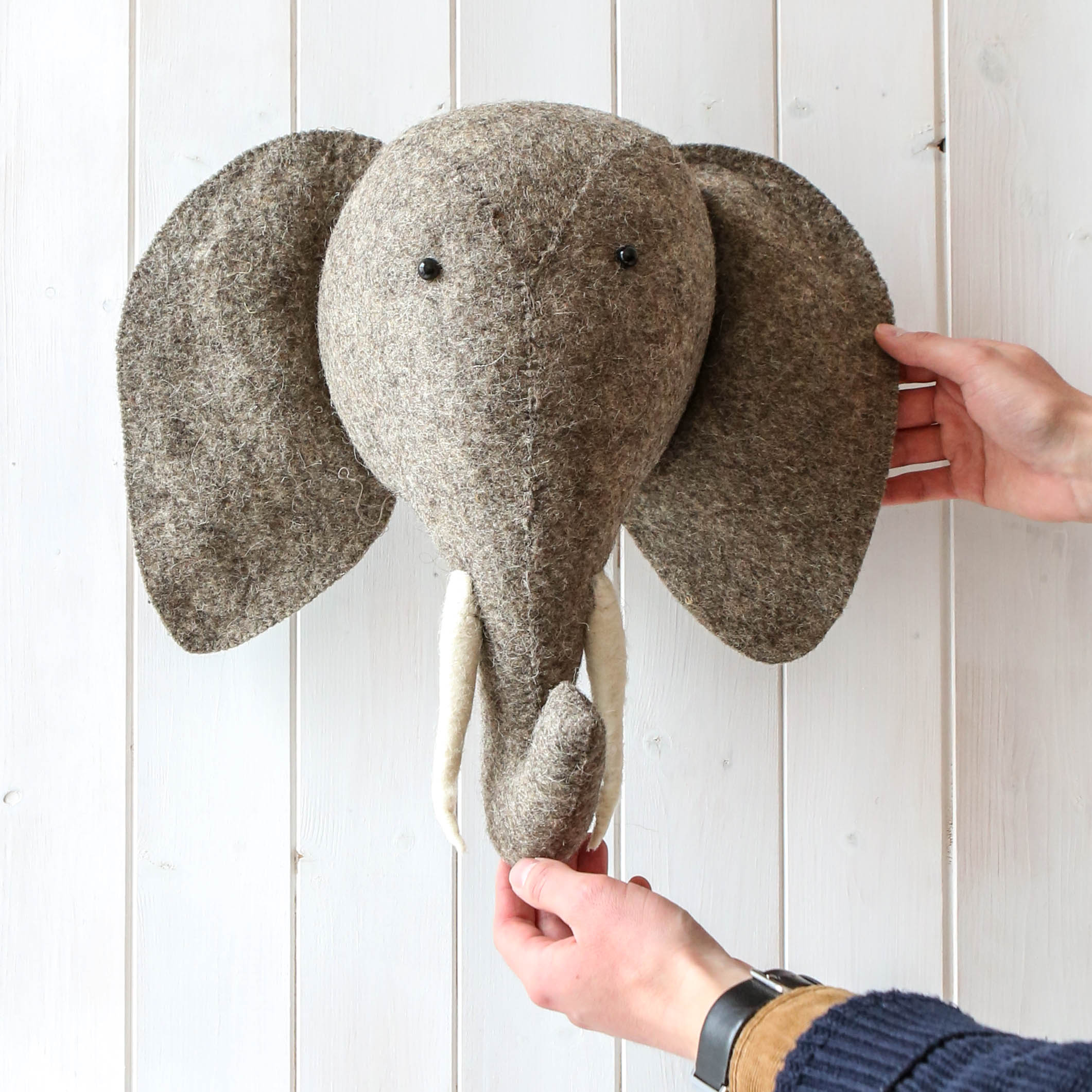 Stuffed elephant head wall mount on sale