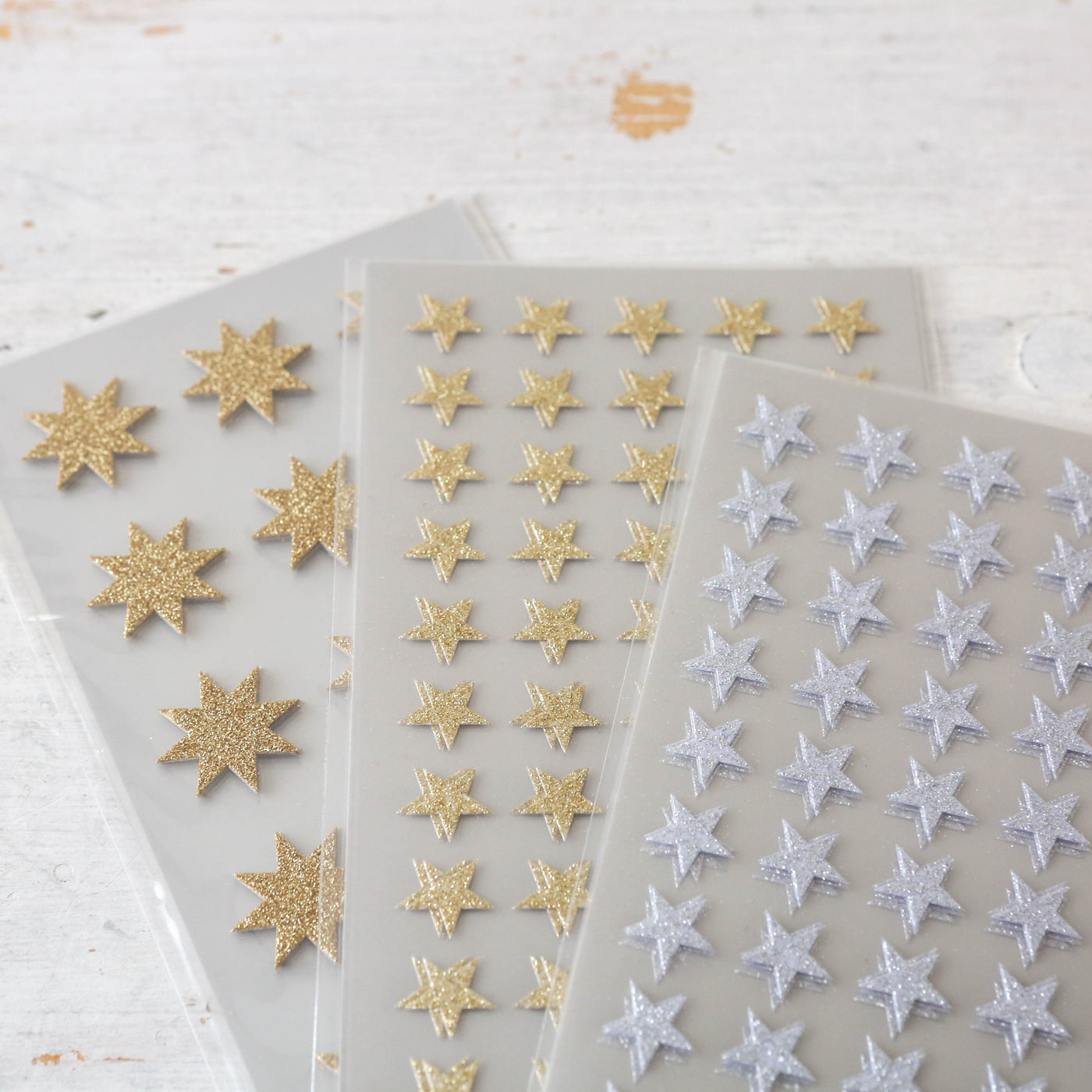 4 Sheets of Glitter Star Stickers