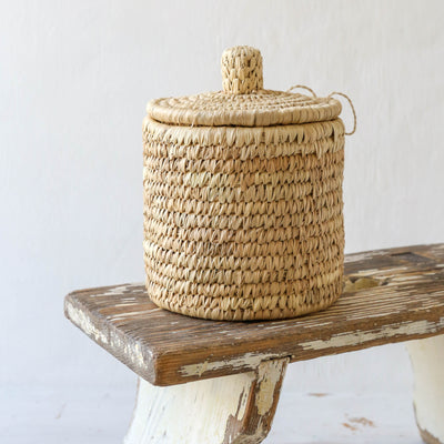Palm Lidded Storage Basket - Small